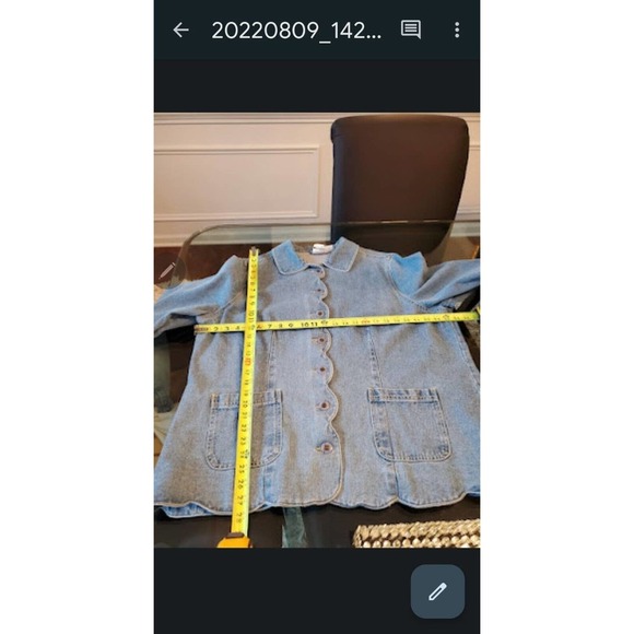 Vintage Roaman's Scallop Blue 100% Cotton Long Sleeve Buttons Front Jacket 20W - Picture 8 of 10